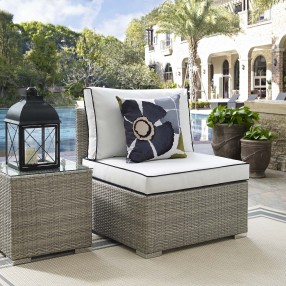 Modway Repose Outdoor Patio Armless Chair - Light Gray White - Lifestyle