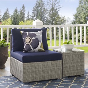 Modway Repose Sunbrella® Fabric Outdoor Patio Armless Chair - Light Gray Navy - Lifestyle