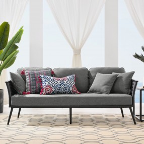 Modway Stance Outdoor Patio Aluminum Sofa - Gray Charcoal - Lifestyle
