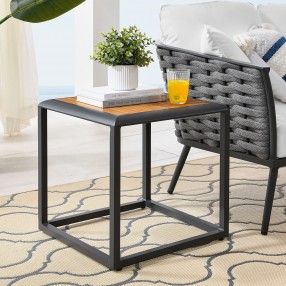 Modway Stance Outdoor Patio Aluminum Side Table in Gray Natural - Lifestyle