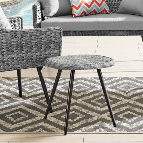 Modway Endeavor Outdoor Patio Wicker Rattan Side Table - Gray - Lifestyle