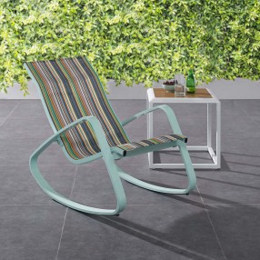 Modway Traveler Rocking Outdoor Patio Mesh Sling Lounge Chair - Green Stripe - Lifestyle