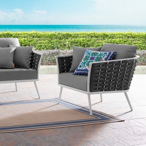 Modway Stance Outdoor Patio Aluminum Armchair - White Gray - Lifestyle