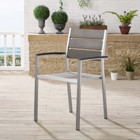 Modway Shore Outdoor Patio Aluminum Dining Armchair - Silver Gray - Lifestyle