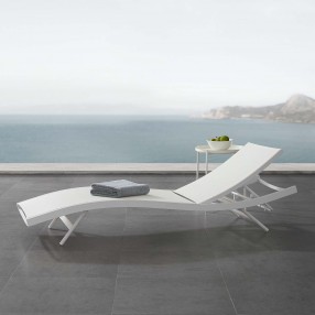 Modway Glimpse Outdoor Patio Mesh Chaise Lounge Chair - White White - Lifestyle