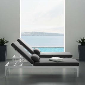 Modway Perspective Cushion Outdoor Patio Chaise Lounge Chair in White Charcoal - Lifestyle