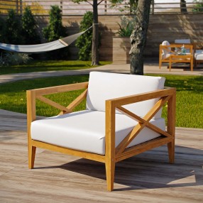 Modway Northlake Outdoor Patio Premium Grade A Teak Wood Armchair - Natural White - Lifestyle