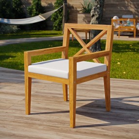 Modway Northlake Outdoor Patio Premium Grade A Teak Wood Dining Armchair - Natural White - Lifestyle