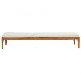 Modway Northlake Outdoor Patio Premium Grade A Teak Wood Chaise Lounge - Natural White - Side Angle