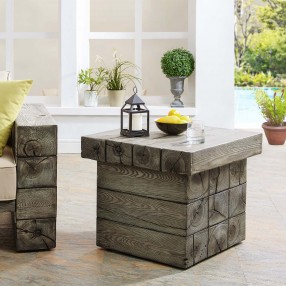 Modway Manteo Rustic Coastal Outdoor Patio Side Table - Light Gray - Lifestyle