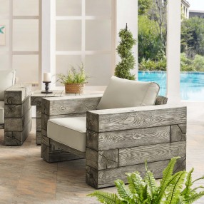 Modway Manteo Rustic Coastal Outdoor Patio Sunbrella® Lounge Armchair - Light Gray Beige - Lifestyle
