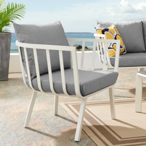 Modway Riverside Outdoor Patio Aluminum Armchair in White Gray - Lifestyle