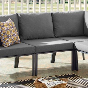 Modway Riverside Outdoor Patio Aluminum Armless Chair in Gray Charcoal - Lifestyle