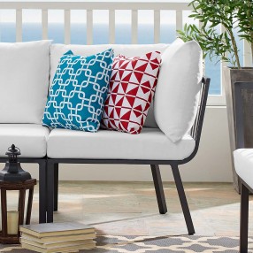 Modway Riverside Outdoor Patio Aluminum Corner Chair in Gray White - Lifestyle