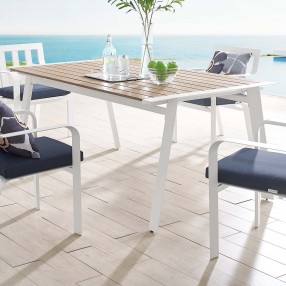 Modway Roanoke 73" Outdoor Patio Aluminum Dining Table - White Natural - Lifestyle
