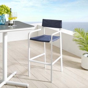 Modway Raleigh Stackable Outdoor Patio Aluminum Bar Stool in White Navy - Lifestyle