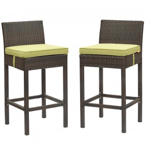 Modway Conduit Bar Stool Outdoor Patio Wicker Rattan in Brown Peridot - Set in Front Angle