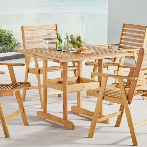 Modway Hatteras 36" Square Outdoor Patio Eucalyptus Wood Dining Table - Natural - Lifestyle