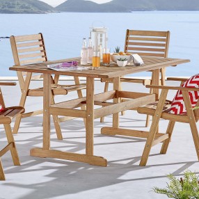 Modway Hatteras 59" Rectangle Outdoor Patio Eucalyptus Wood Dining Table - Natura - Lifestyle
