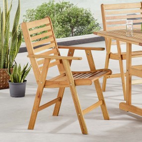 Modway Hatteras Outdoor Patio Eucalyptus Wood Dining Armchair - Natural - Lifestyle