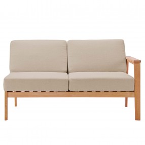 Modway Sedona Outdoor Patio Eucalyptus Wood Right-Facing Loveseat - Natural Taupe - Front Angle