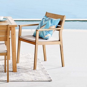 Modway Viewscape Outdoor Patio Ash Wood Dining Armchair - Natural Taupe - Lifestyle