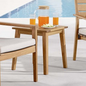 Modway Viewscape Outdoor Patio Ash Wood End Table - Natural - Lifestyle