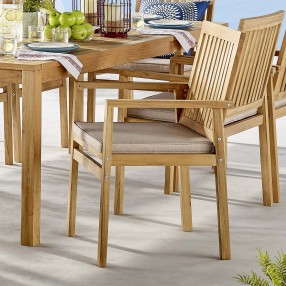 Modway Farmstay Outdoor Patio Teak Wood Dining Armchair - Natural Taupe - Lifestyle