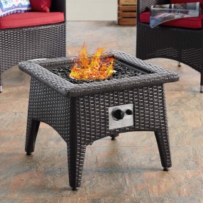 Modway Convene 3 Piece Set Outdoor Patio with Fire Pit in Espresso Red - Lifestyle