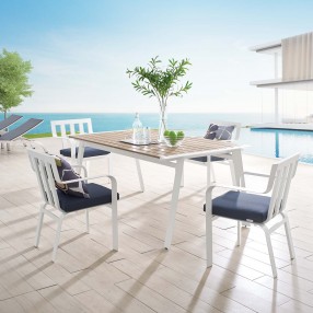 Modway Baxley 5 Piece Outdoor Patio Aluminum Dining Set - White Navy - Lifestyle