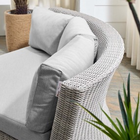 Modway Conway Sunbrella® Outdoor Patio Wicker Rattan Round Corner Chair - Light Gray Gray - Lifestyle