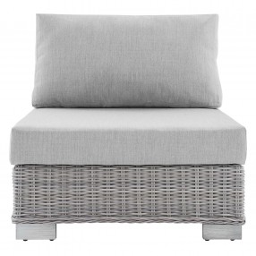 Conway Sunbrella® Outdoor Patio Wicker Rattan Armless Chair - Light Gray Gray - Front Angle