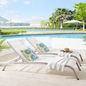 Modway Savannah Outdoor Patio Mesh Chaise Lounge -White - Set of Two - Lifestyle
