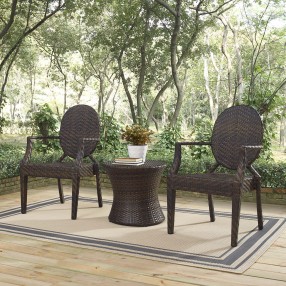 Modway Casper 3 Piece Outdoor Patio Set - Brown - Lifestyle