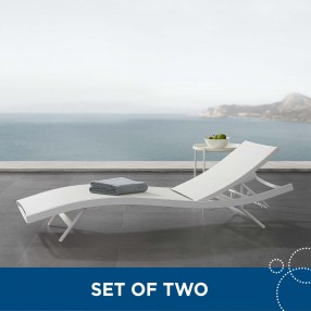 Modway Glimpse Outdoor Patio Mesh Chaise Lounge in White White - Set of Two - Lifestyle