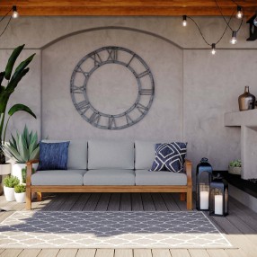 Modway Marina Outdoor Patio Teak Sofa - Natural Gray - Lifestyle