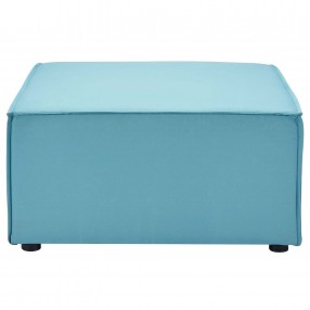 Modway Saybrook Outdoor Patio Upholstered Sectional Sofa Ottoman in Turquoise - Front Angle