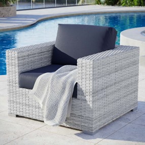 Modway Convene Outdoor Patio Armchair in Light Gray Navy - Lifestyle