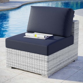 Modway Convene Outdoor Patio Armless Chair - Light Gray Navy - Lifestyle