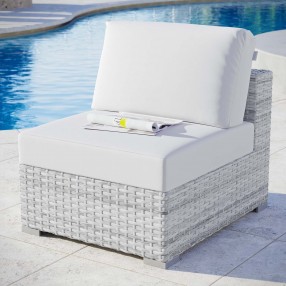 Modway Convene Outdoor Patio Armless Chair - Light Gray White - Lifestyle