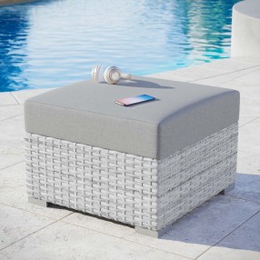 Modway Convene Outdoor Patio Ottoman in Light Gray Gray - Lifestyle