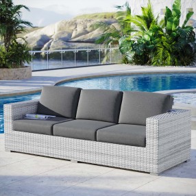 Modway Convene Outdoor Patio Sofa - Light Gray Charcoal - Lifestyle