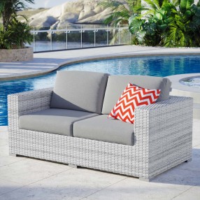 Modway Convene Outdoor Patio Loveseat in Light Gray Gray - Lifestyle
