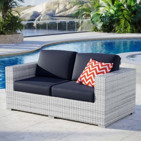 Modway Convene Outdoor Patio Loveseat - Light Gray Navy - Lifestyle