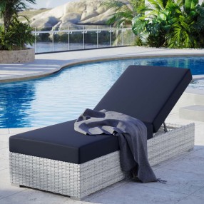 Modway Convene Outdoor Patio Chaise in Light Gray Navy - Lifestyle