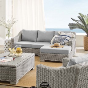 Modway Conway Sunbrella® Outdoor Patio Wicker Rattan 5-Piece Furniture Set - Light Gray Gray - Lifestyle