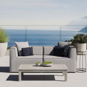 Modway Saybrook Outdoor Patio Upholstered 2-Piece Sectional Sofa Loveseat - Gray - Lifestyle