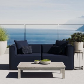 Modway Saybrook Outdoor Patio Upholstered 2-Piece Sectional Sofa Loveseat - Navy - Lifesttyle