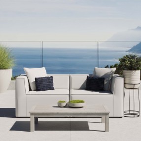 Modway Saybrook Outdoor Patio Upholstered 2-Piece Sectional Sofa Loveseat - White - Lifestyle