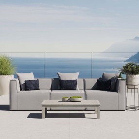 Modway Saybrook Outdoor Patio Upholstered 3-Piece Sectional Sofa - Gray - Lifestyle